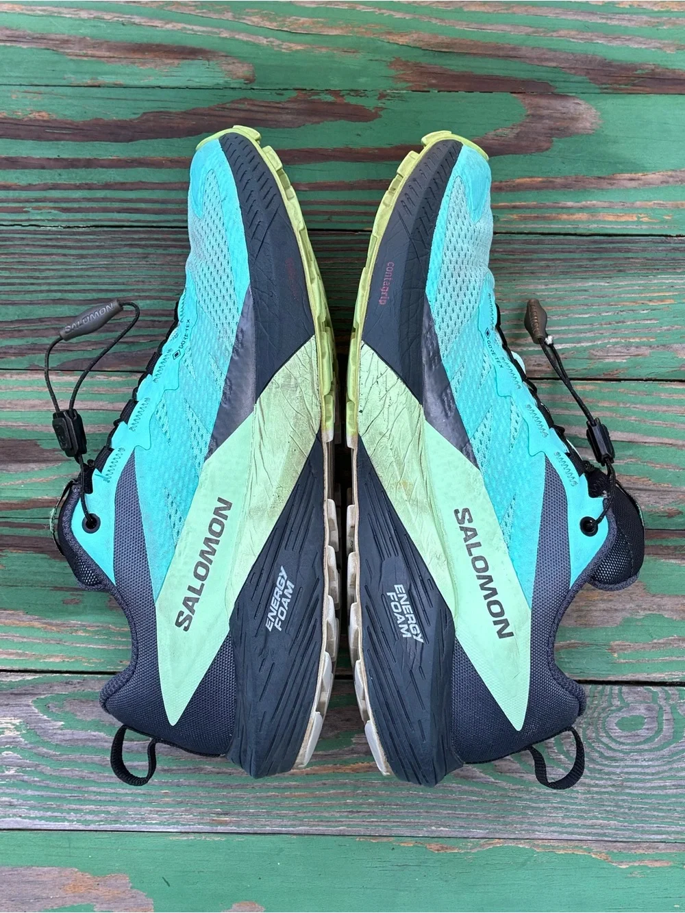 Salomon Womens Sense Ride 5 GTX Sneakers Sz 8 Trail Running Shoes Turquoise